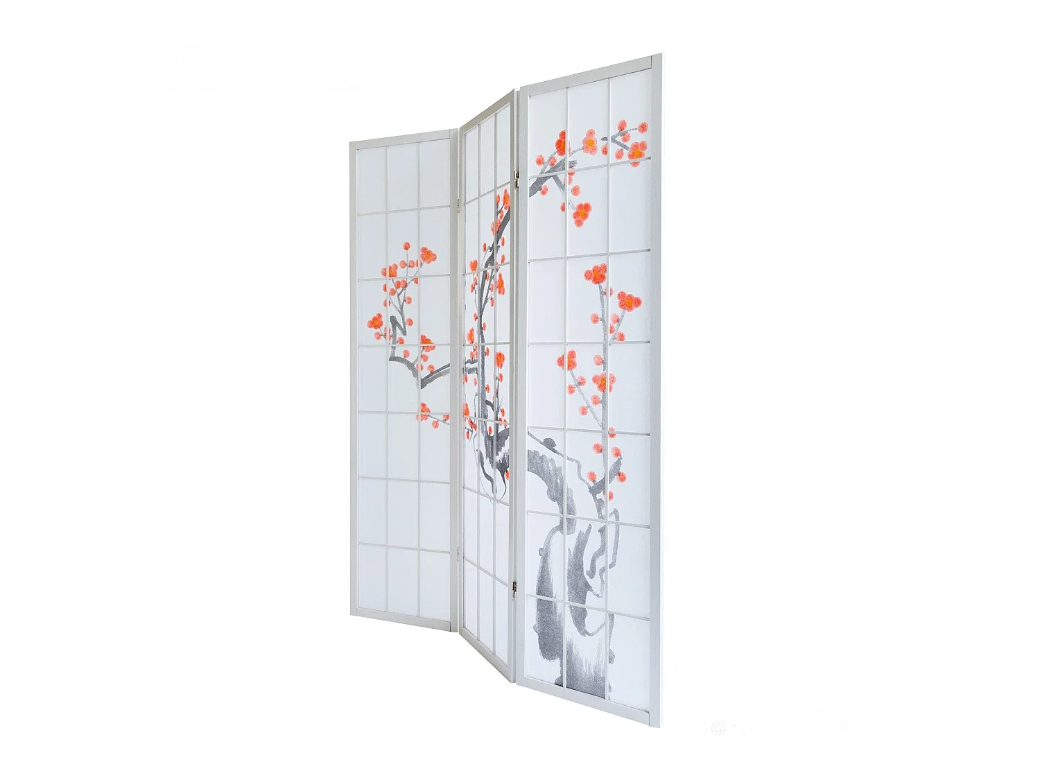 Paravent 3 panneaux japonais bois blanche 132 x 2.2 x 175 cm PAR06016