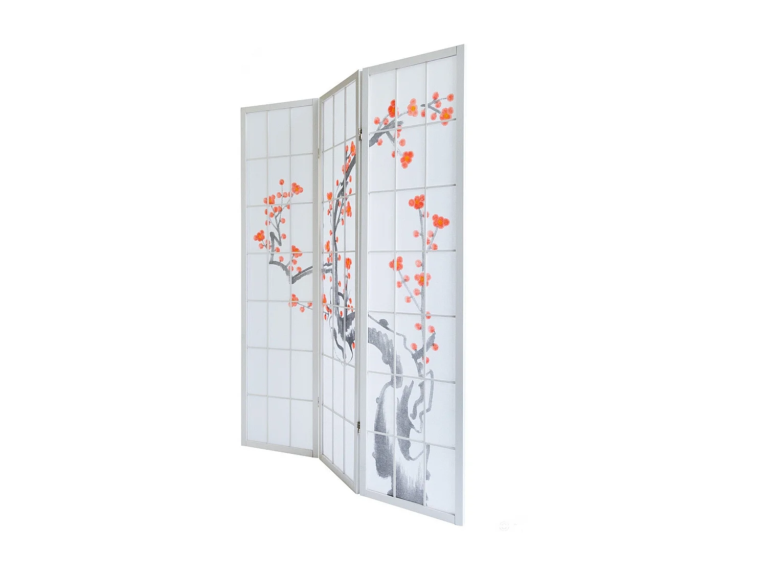 Paravent 3 panneaux japonais bois blanche 132 x 2.2 x 175 cm PAR06016