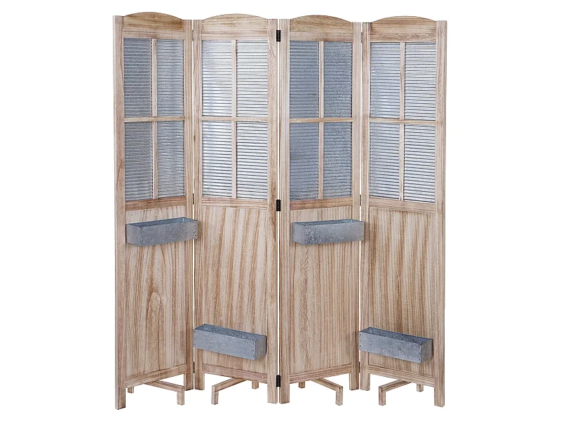 Paravent 4 panneaux avec métal marron 161 x 28.5 x 170 cm 04_0003921