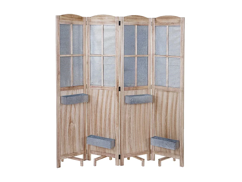 Paravent 4 panneaux avec métal marron 161 x 28.5 x 170 cm 04_0003921