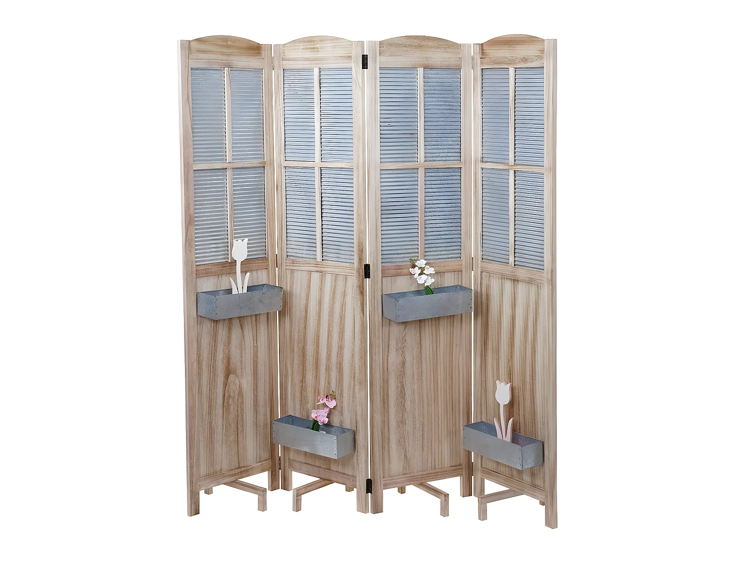 Paravent 4 panneaux avec métal marron 161 x 28.5 x 170 cm 04_0003921