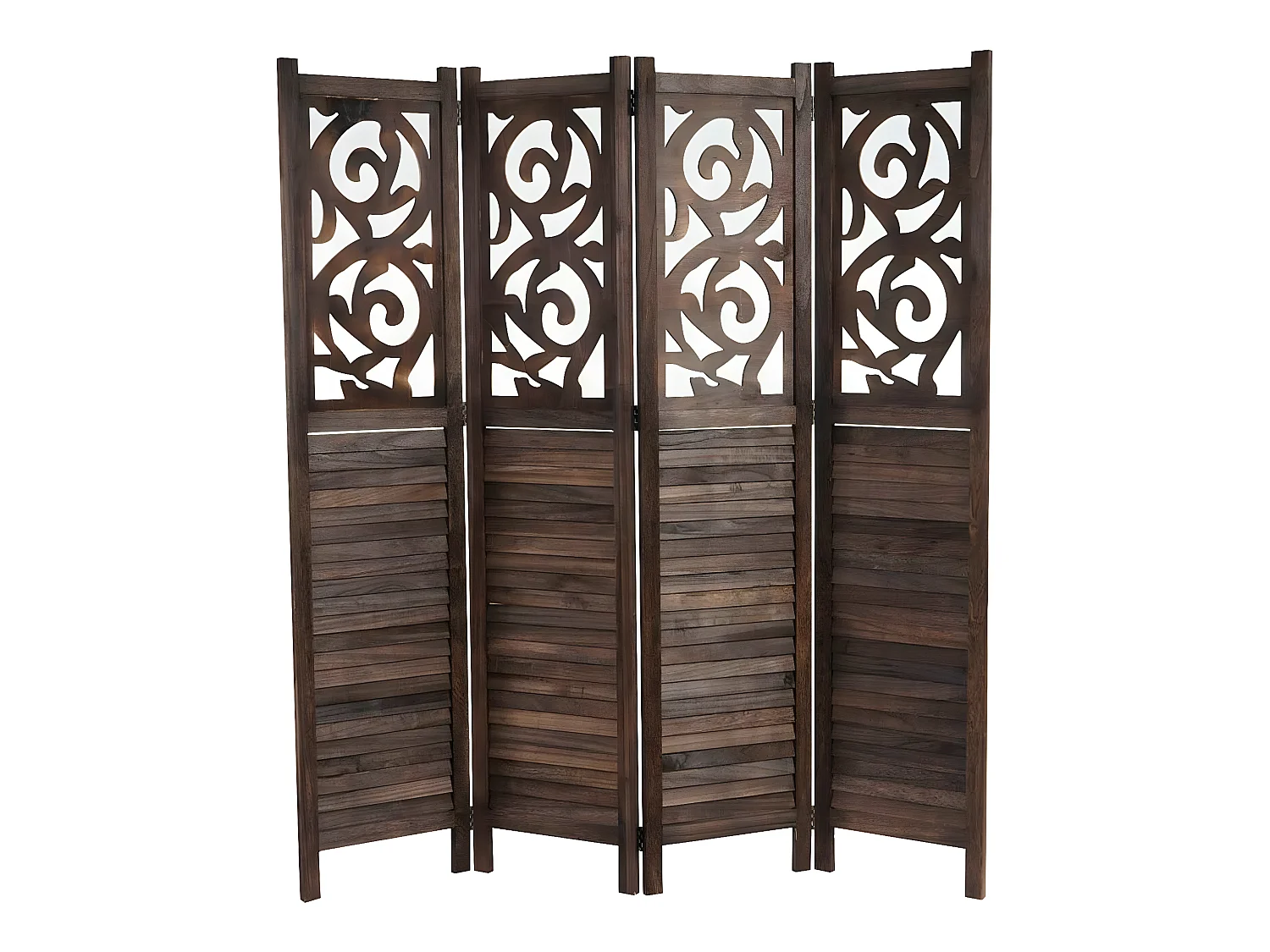 Paravent 4 panneaux en bois marron 41 x 9 x 170 cm PAR04033