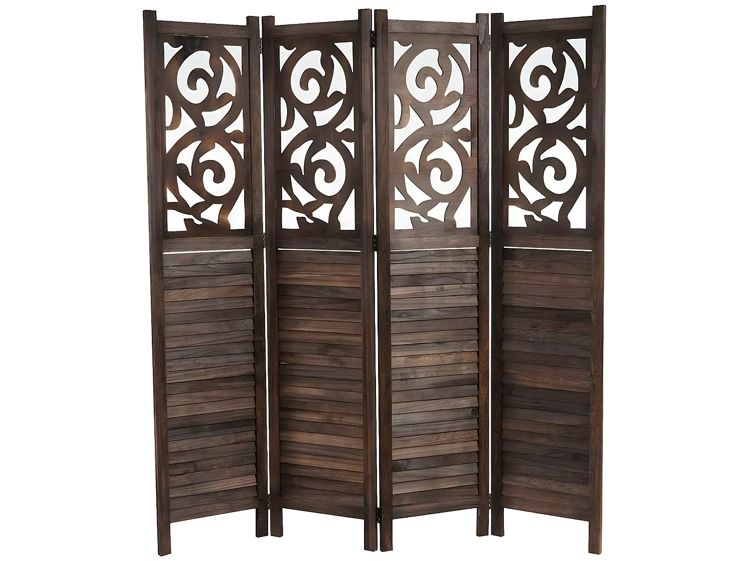 Paravent 4 panneaux en bois marron 41 x 9 x 170 cm PAR04033
