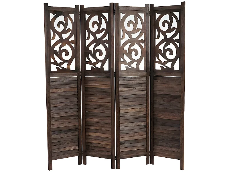 Paravent 4 panneaux en bois marron 41 x 9 x 170 cm PAR04033