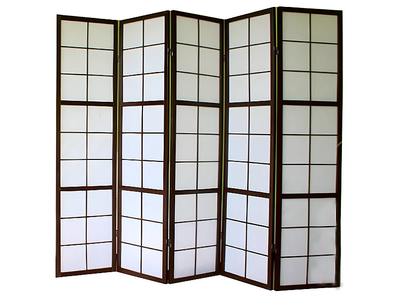 Paravent 5 panneaux pans bois marron 220 x 2.2 x 175 cm PAR06039