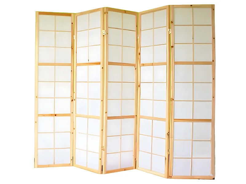 Paravent 5 panneaux pans bois marron 220 x 2.2 x 175 cm PAR06035