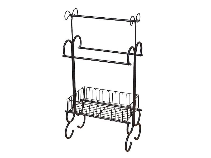 Porte-serviettes en métal noir métal argentée 54.5 x 33 x 104 cm SDB05015