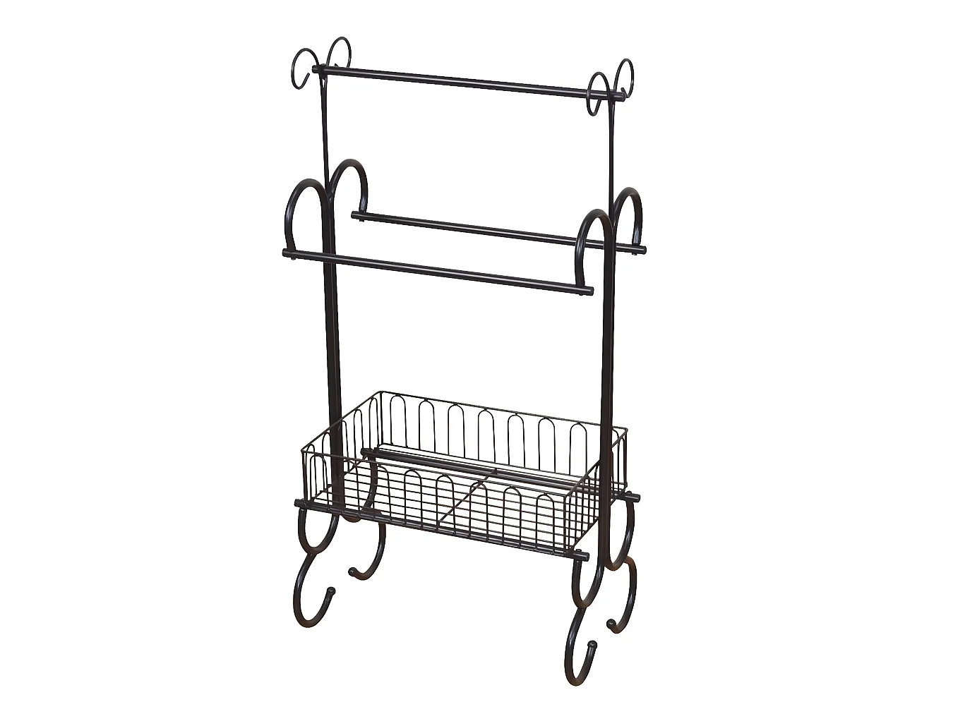 Porte-serviettes en métal noir métal argentée 54.5 x 33 x 104 cm SDB05015