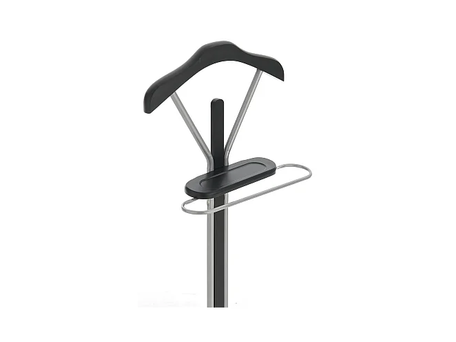 Galán de noche perchero con colgador en metal cromado y madera color cerezo MOC10011