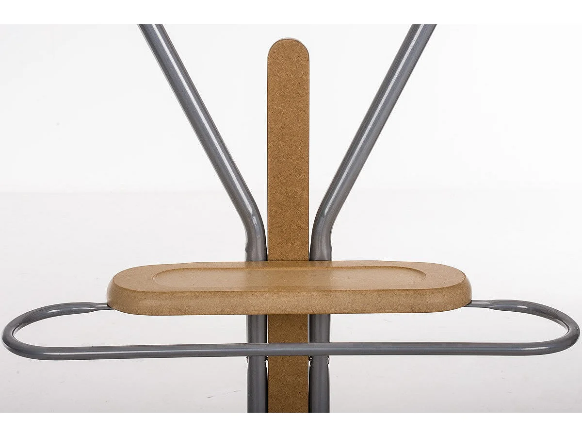 Galán de noche perchero con colgador en metal cromado y madera natural MOC10012