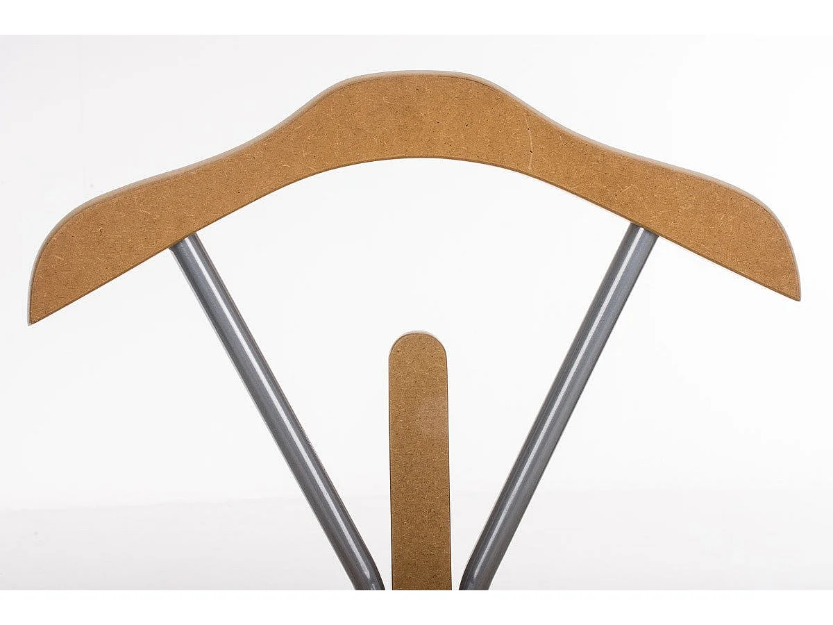 Galán de noche perchero con colgador en metal cromado y madera natural MOC10012