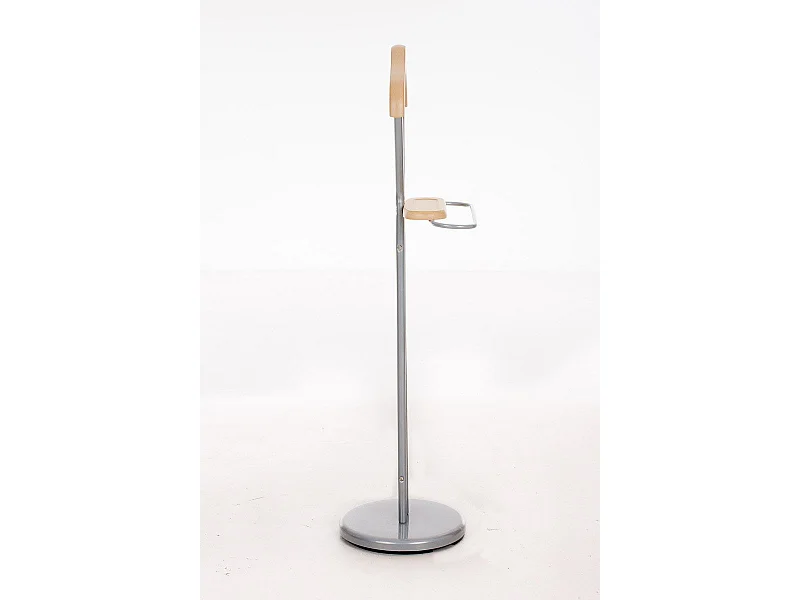 Galán de noche perchero con colgador en metal cromado y madera natural MOC10012