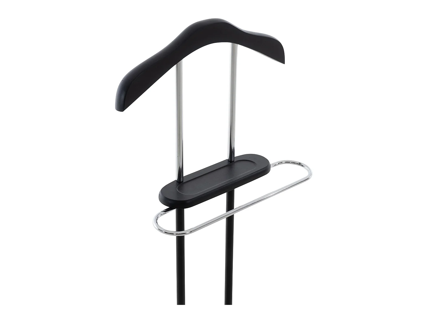 Perchero galán de noche con colgador en metal cromado y madera marrón MOC10016