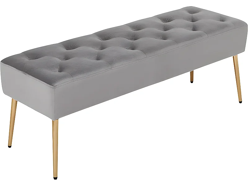 Banc banquette rembourré capitonné métal grise 113 x 38 x 42 cm BAN09008
