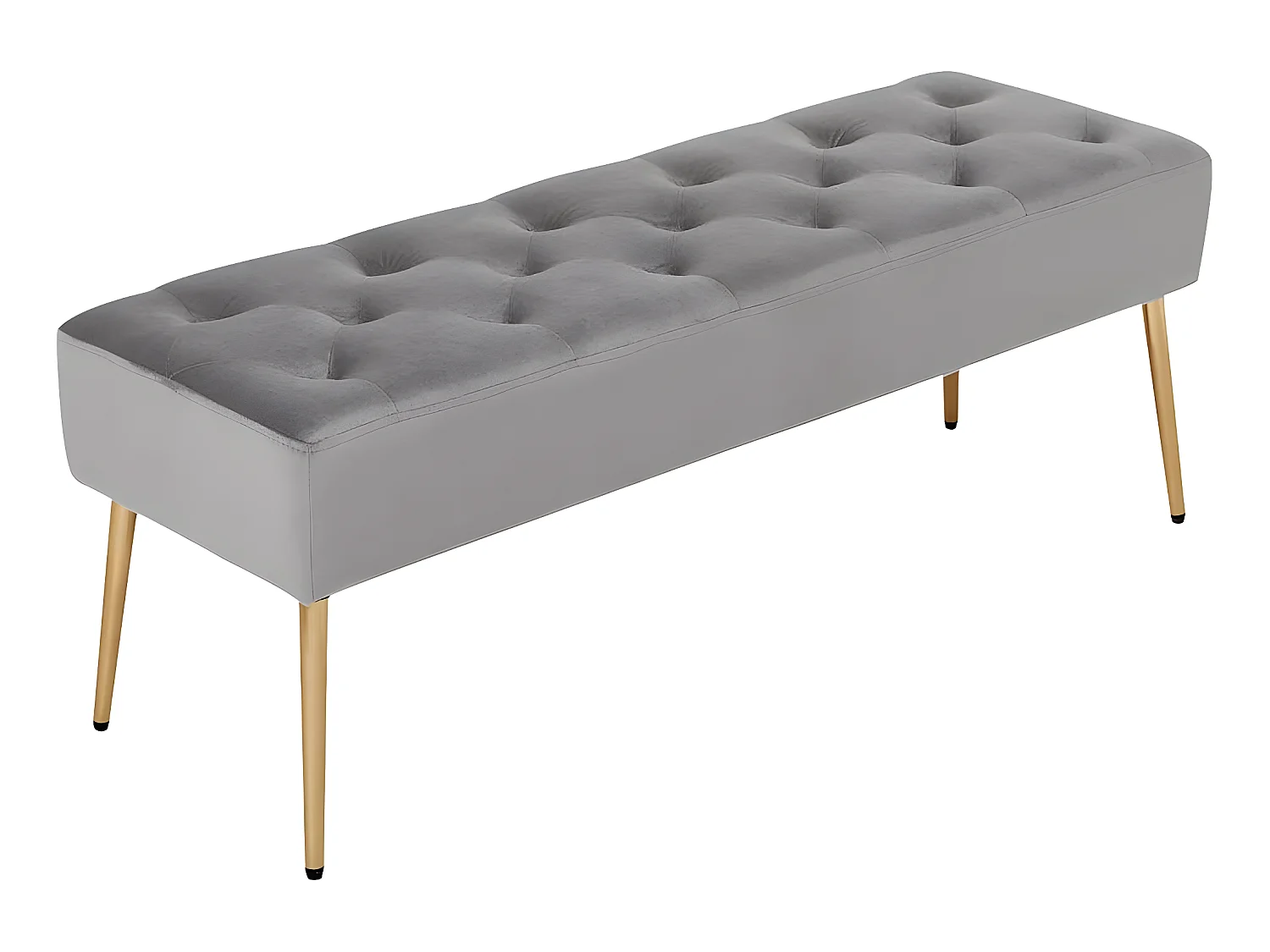 Banc banquette rembourré capitonné métal grise 113 x 38 x 42 cm BAN09008