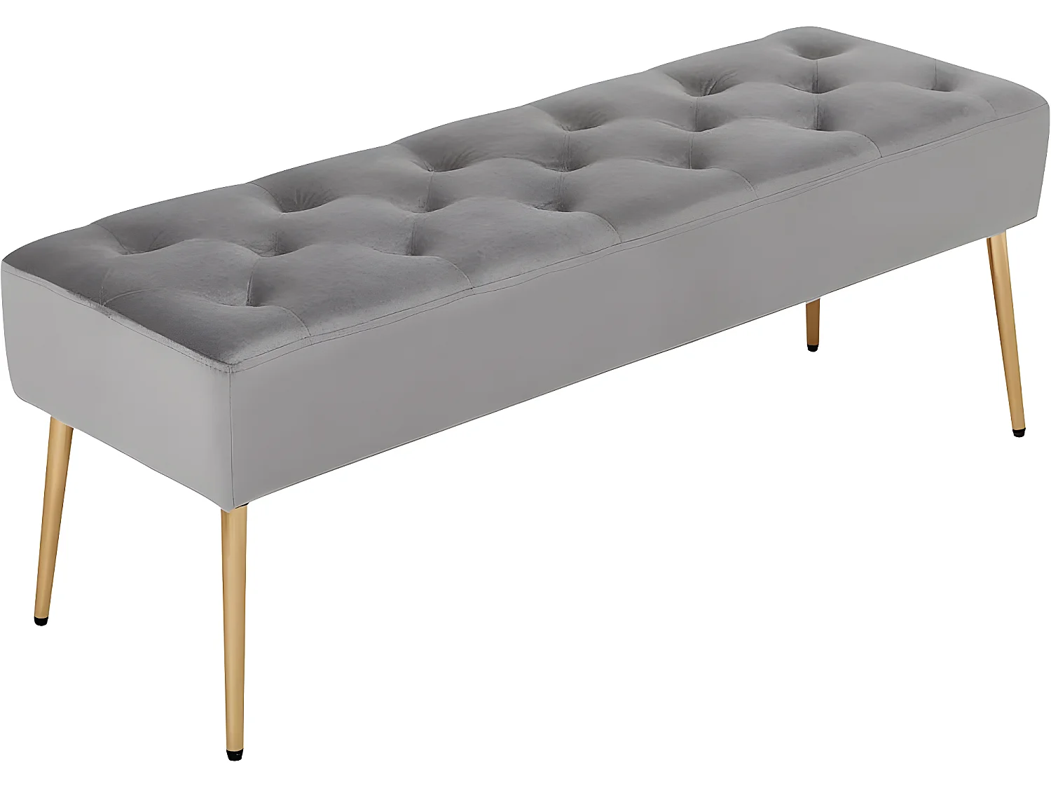 Banc banquette rembourré capitonné métal grise 113 x 38 x 42 cm BAN09008