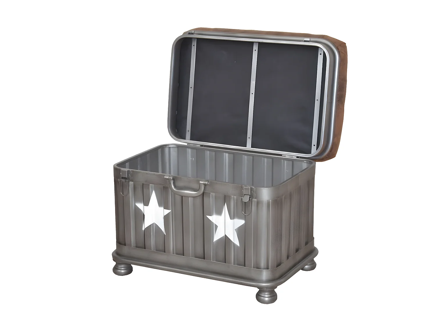 Tabouret banquette avec espace métal argentée 51 x 35 x 46 cm TABO05006