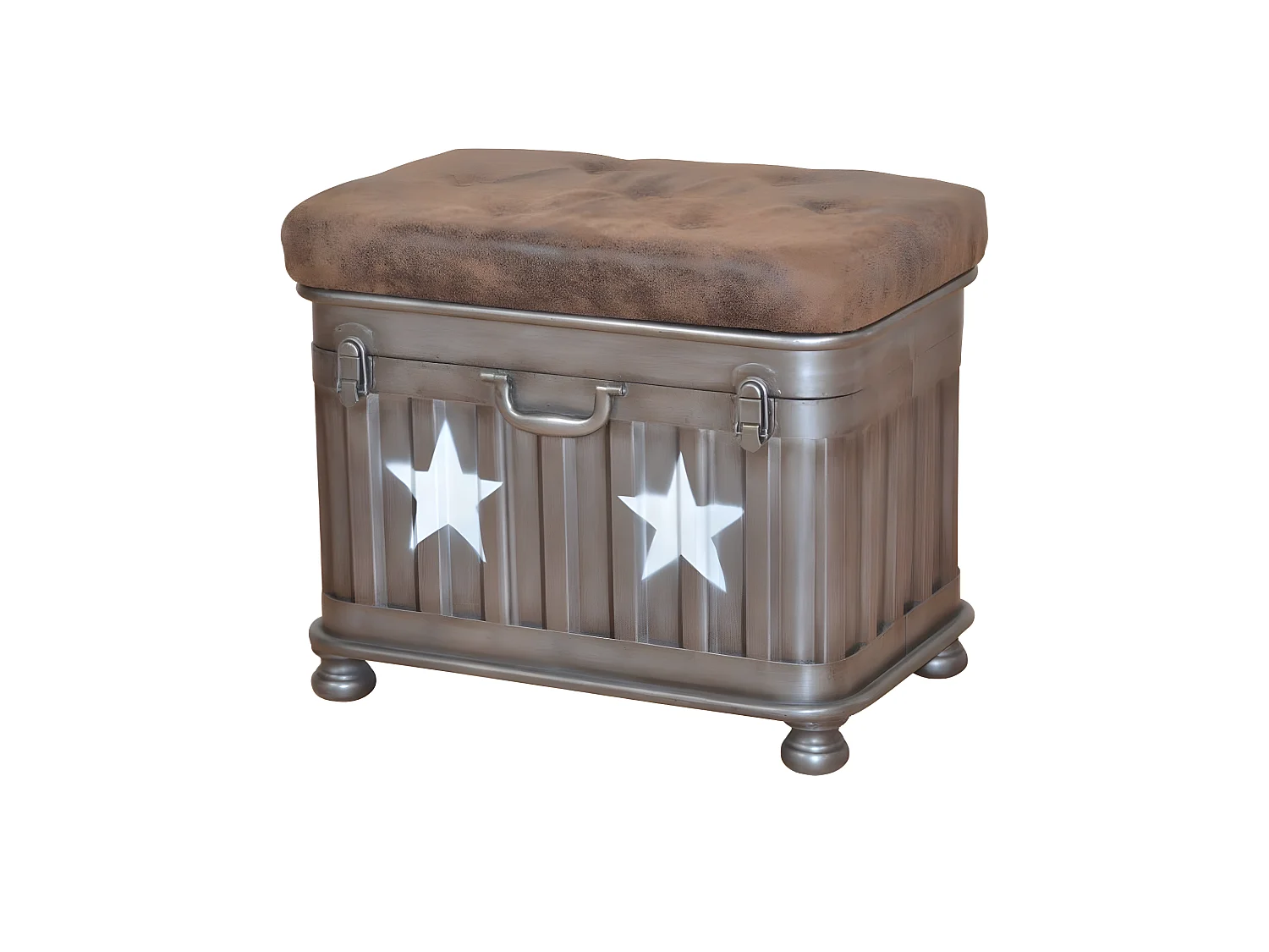 Tabouret banquette avec espace métal argentée 51 x 35 x 46 cm TABO05006