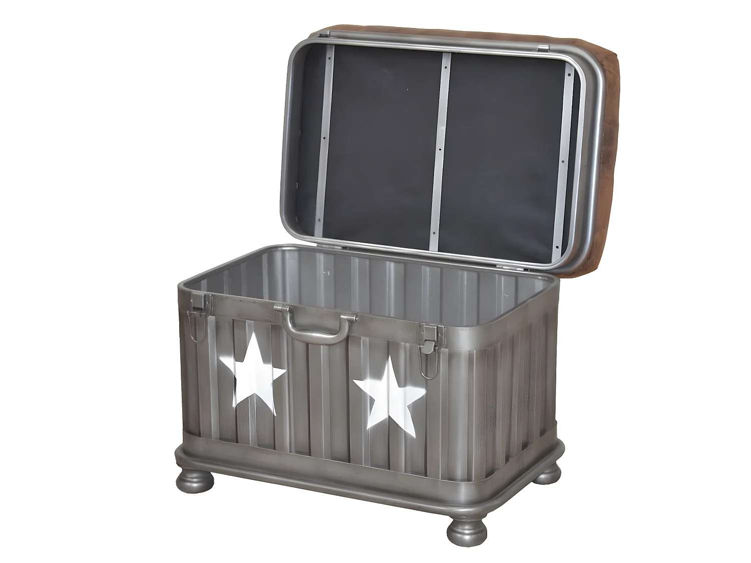 Tabouret banquette avec espace métal argentée 51 x 35 x 46 cm TABO05006