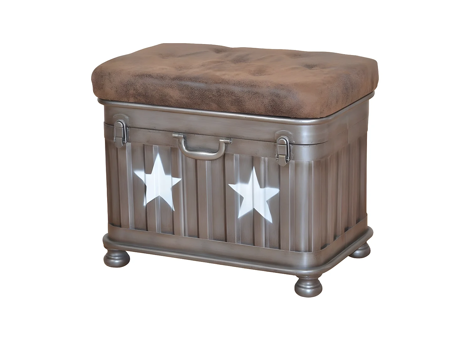 Tabouret banquette avec espace métal argentée 51 x 35 x 46 cm TABO05006