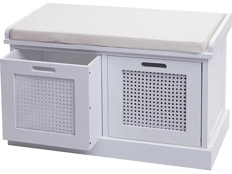 Banc banquette en bois effet bois blanche 75 x 40 x 47 cm BAN04054