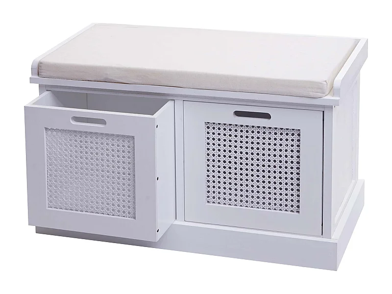 Banc banquette en bois effet bois blanche 75 x 40 x 47 cm BAN04054