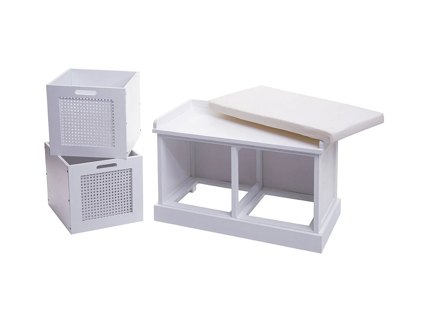 Banc banquette en bois effet bois blanche 75 x 40 x 47 cm BAN04054