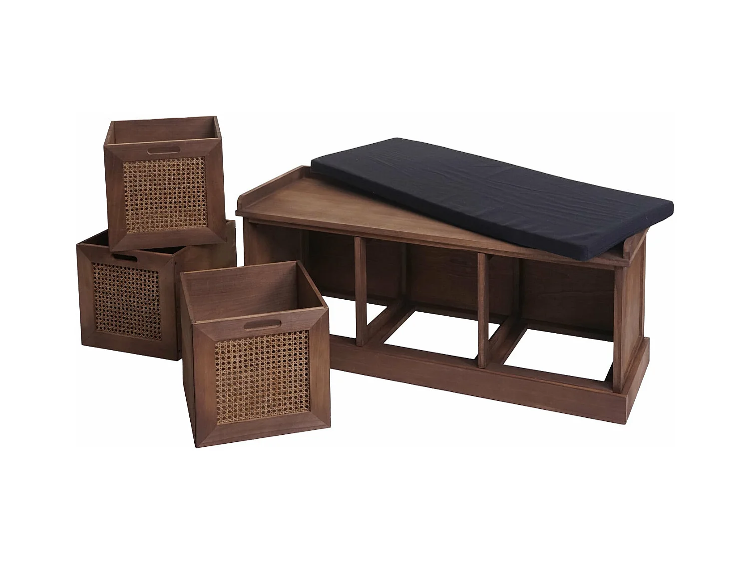 Banc banquette en bois effet bois marron 47 x 110 x 40 cm BAN04053