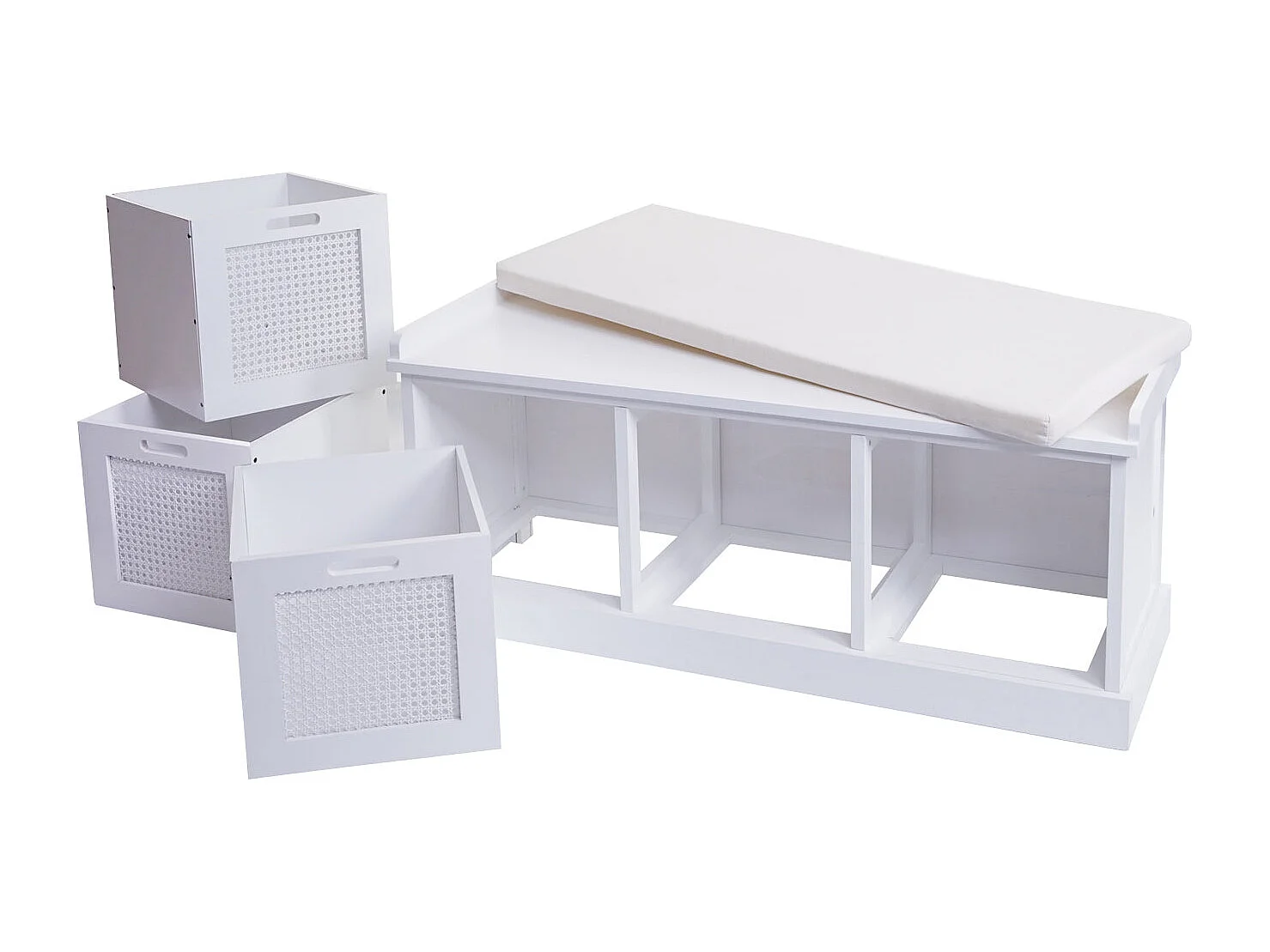 Banc banquette en bois effet bois blanche 110 x 40 x 47 cm BAN04052