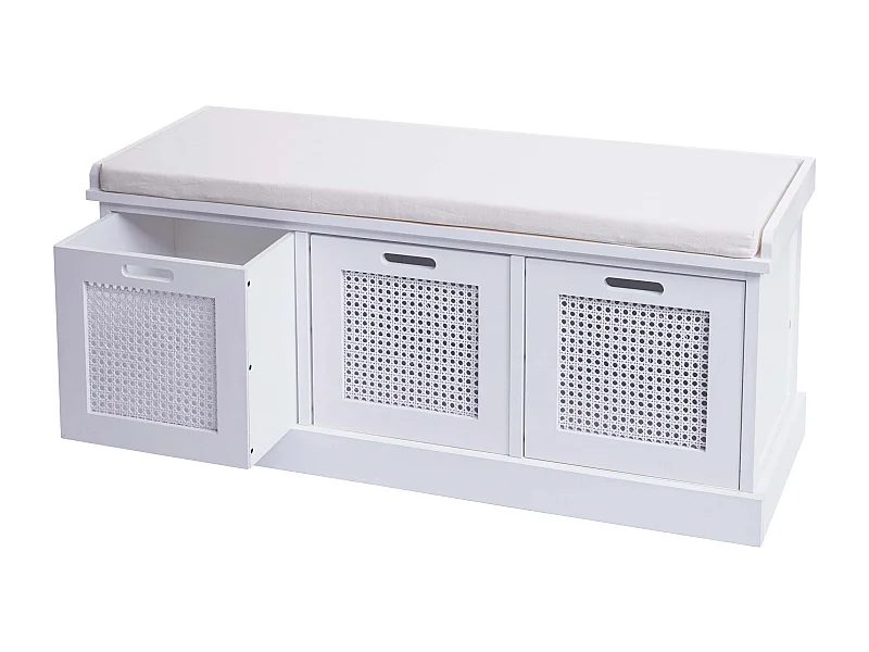 Banc banquette en bois effet bois blanche 110 x 40 x 47 cm BAN04052