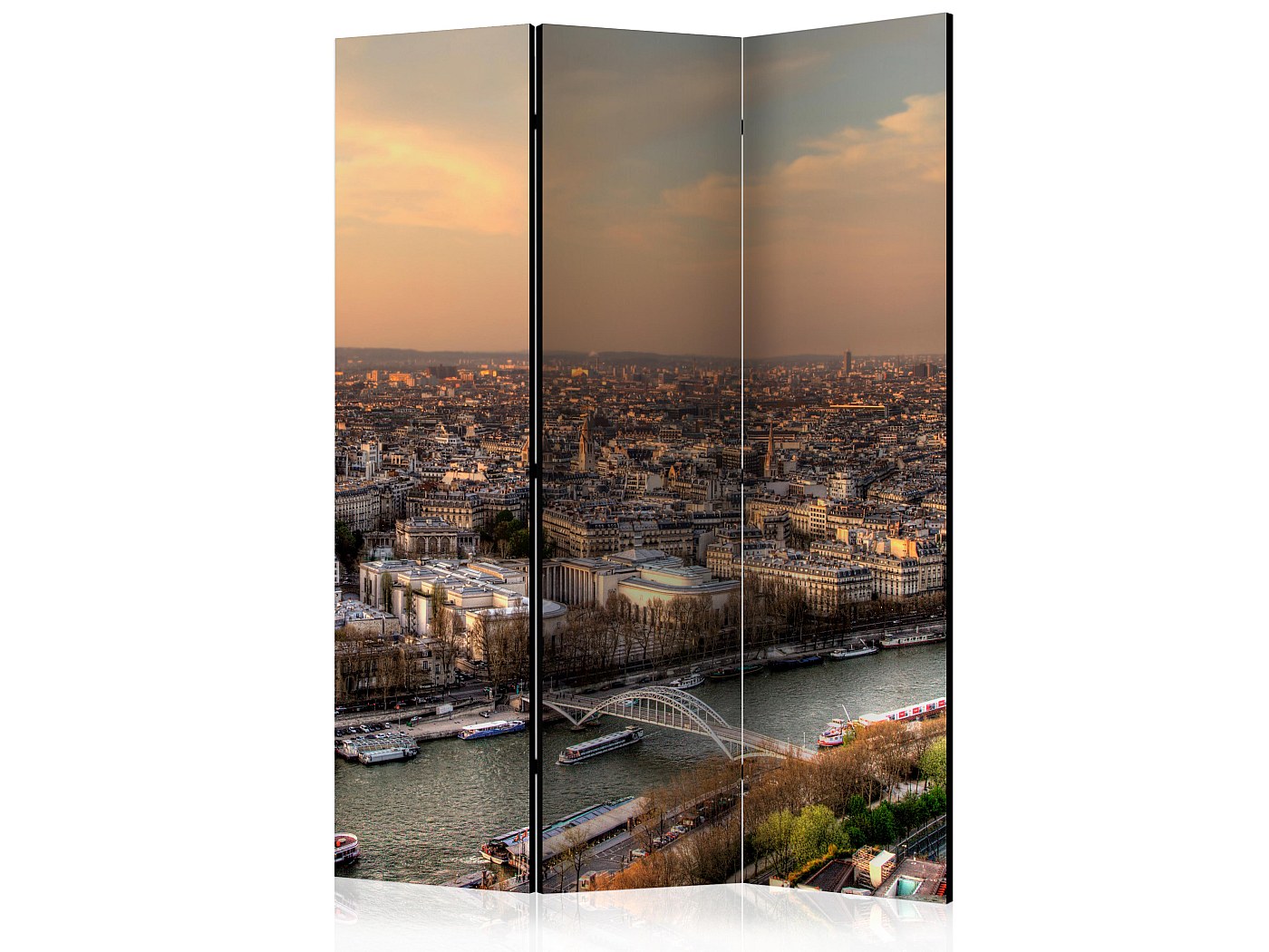 Framed Concept Paravent En Bois 135 X 172 Cm, En 3 Parties, Unilatéral, Paroi Brise-vue