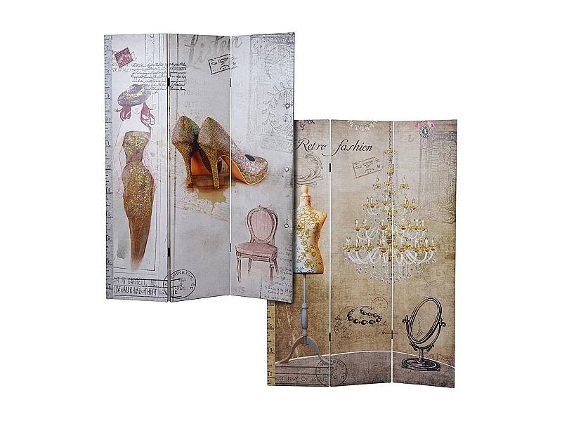 Paravent 3 panneaux vintage 120 x 2.5 x 180 cm PAR04043