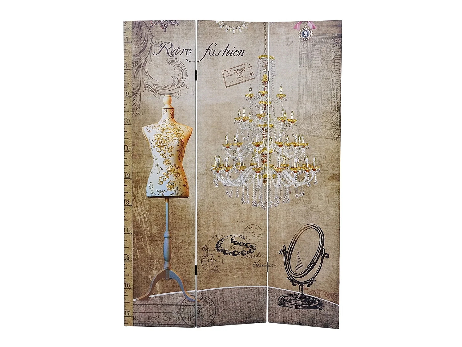 Paravent 3 panneaux vintage 120 x 2.5 x 180 cm PAR04043