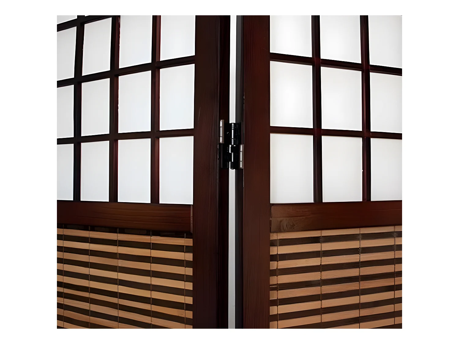 Paravent 3 panneaux marron bois marron 132 x 2.2 x 175 cm PAR06009