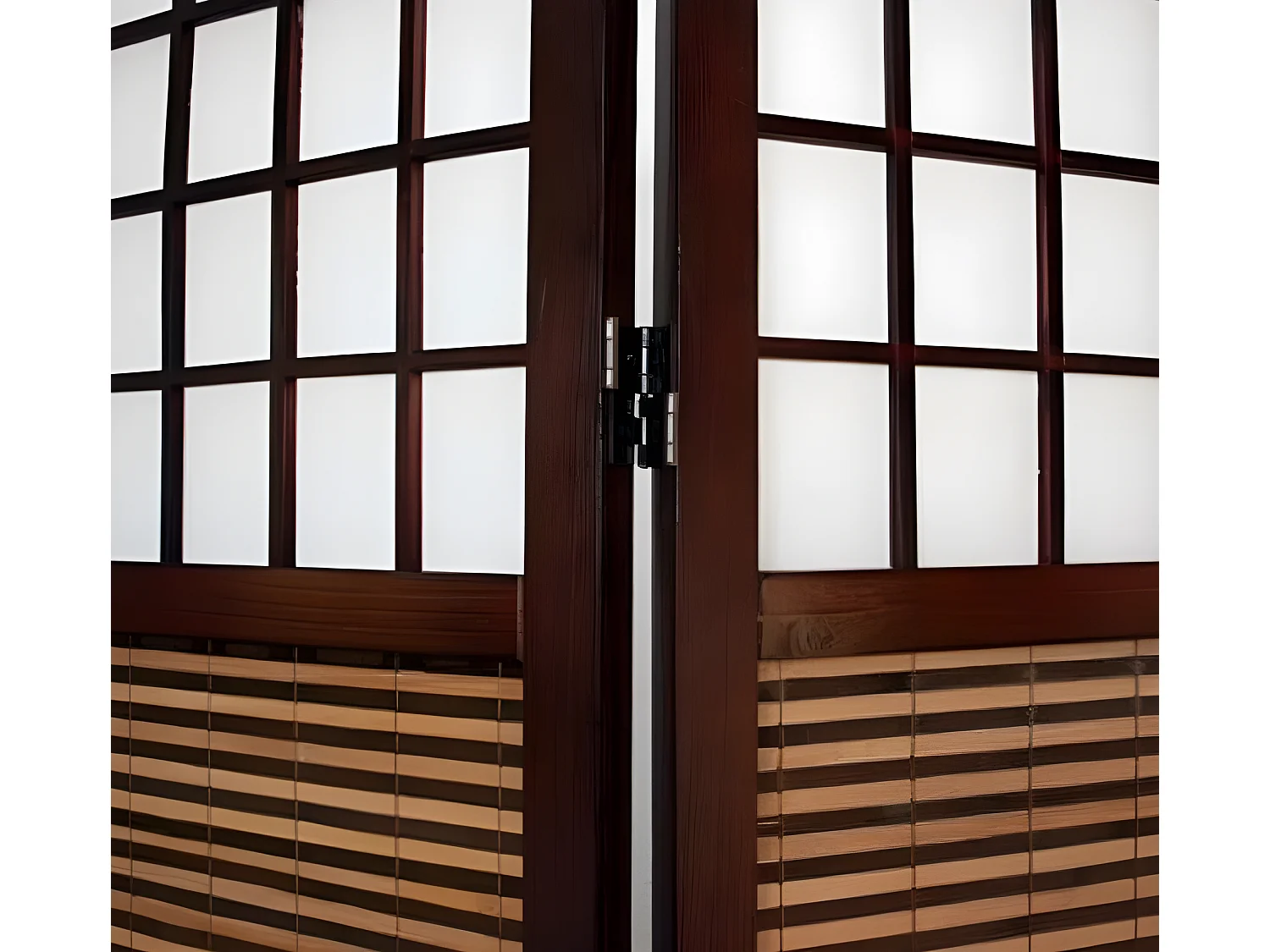 Paravent 3 panneaux marron bois marron 132 x 2.2 x 175 cm PAR06009