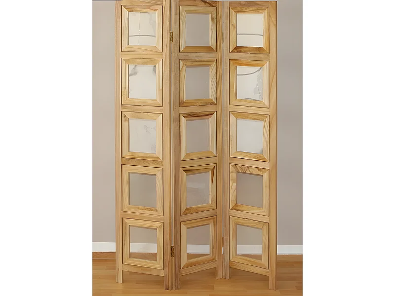 Paravent 3 panneaux en bois marron 93 x 2 x 161 cm PAR06032