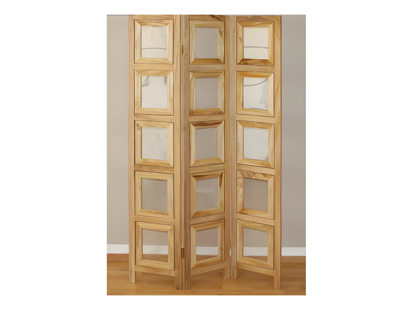 Paravent 3 panneaux en bois marron 93 x 2 x 161 cm PAR06032