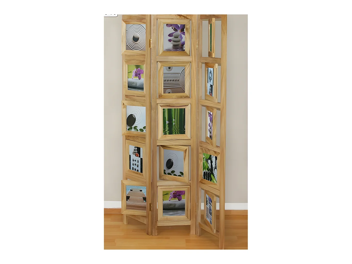 Paravent 3 panneaux en bois marron 93 x 2 x 161 cm PAR06032