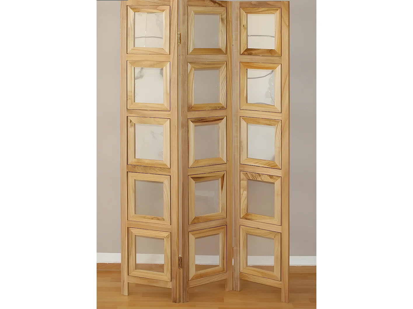 Paravent 3 panneaux en bois marron 93 x 2 x 161 cm PAR06032