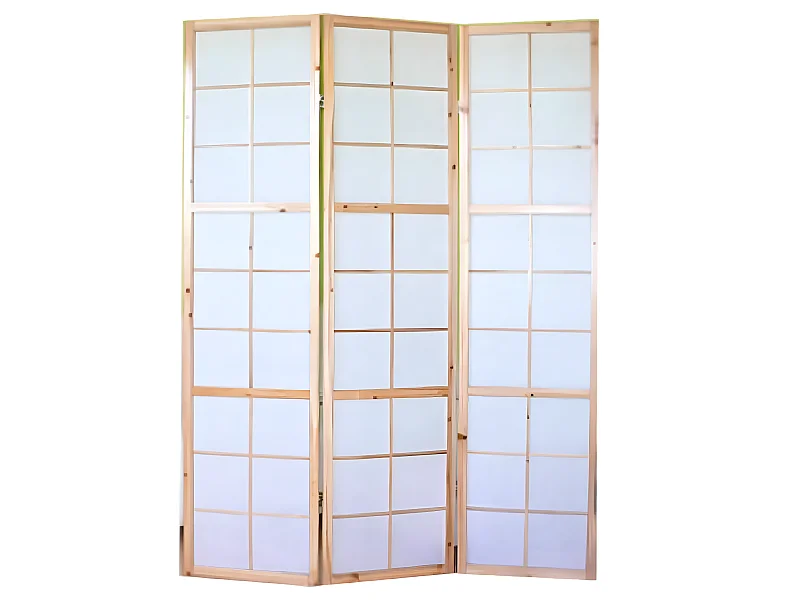 Paravent 3 panneaux pans bois marron 132 x 2.2 x 175 cm PAR06033