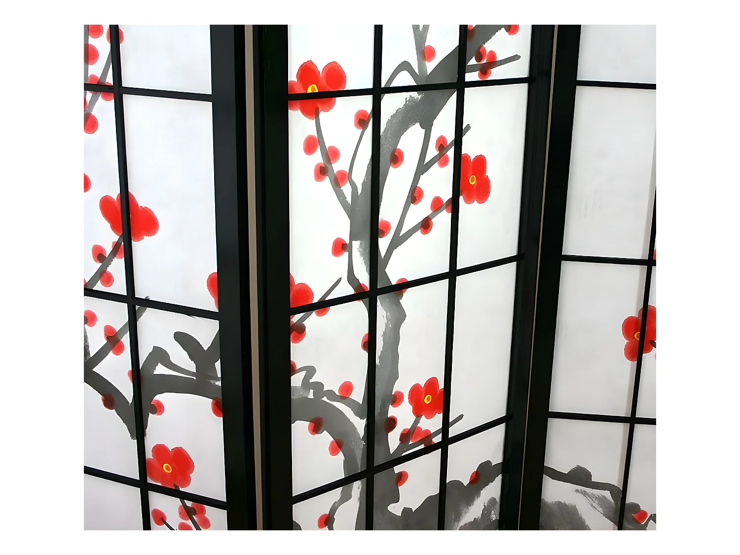 Paravent 4 panneaux japonais bois marron 175 x 2.2 x 175 cm PAR06014