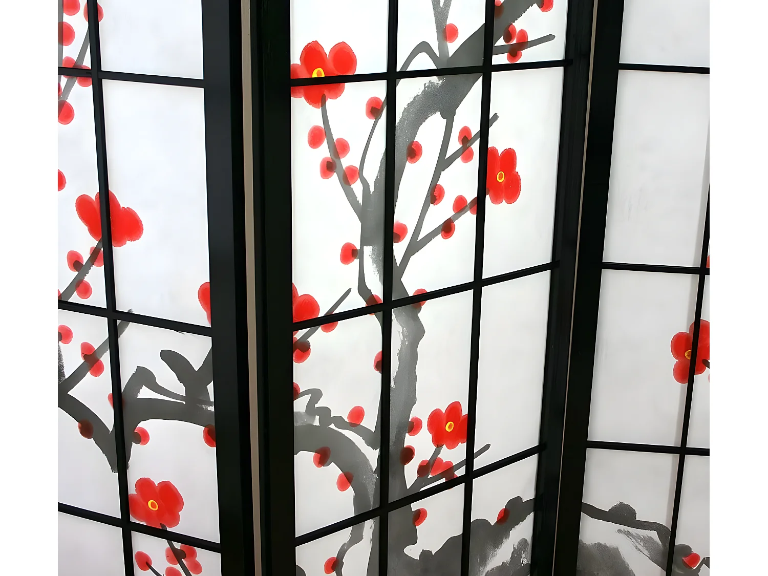 Paravent 4 panneaux japonais bois marron 175 x 2.2 x 175 cm PAR06014