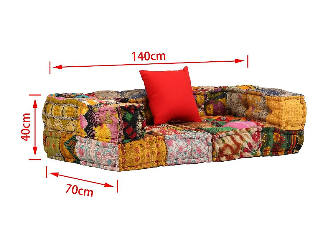 Coussins de sol poufs tissu 140 x 70 x 85 cm DEC021231