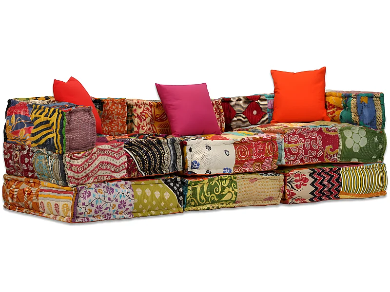 Coussins canapé de sol tissu 200 x 70 x 58 cm DEC021223