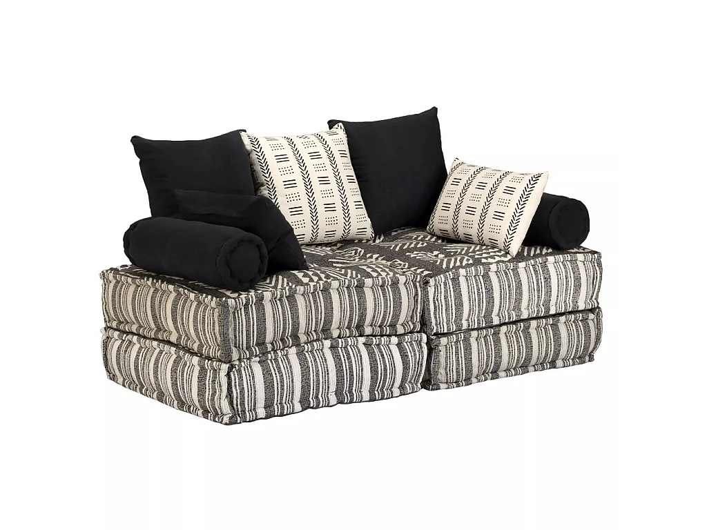 Coussins de sol poufs tissu grise 140 x 70 x 85 cm DEC021230
