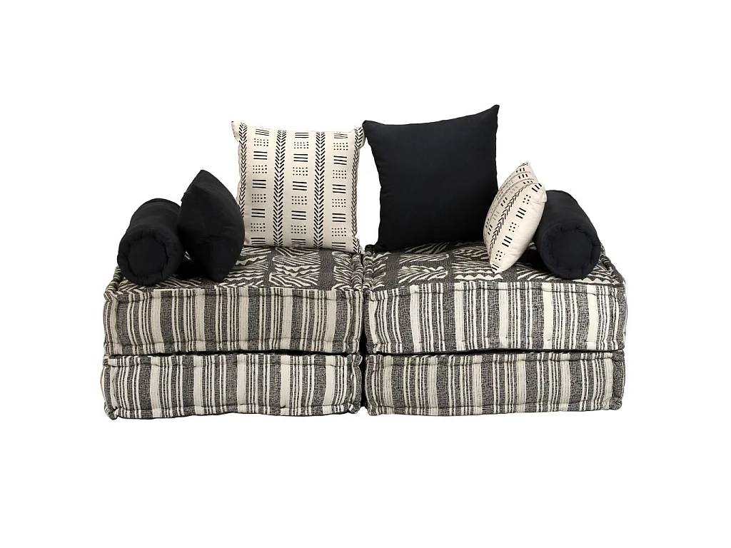 Coussins de sol poufs tissu grise 140 x 70 x 85 cm DEC021230