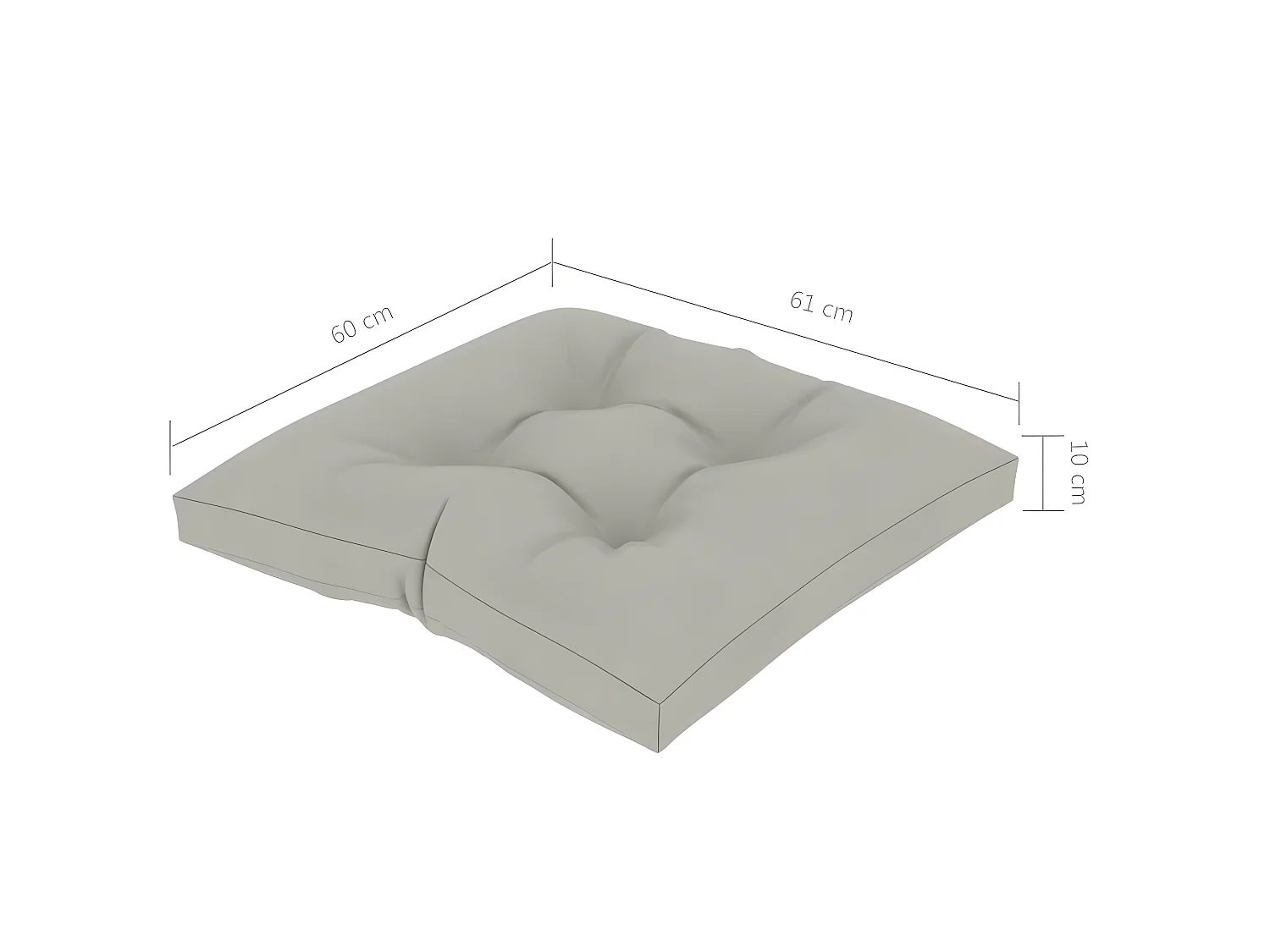 Coussin de plancher de palette sol 60x61x10 cm Taupe DEC021598