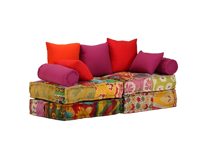Coussins de sol poufs tissu 140 x 70 x 85 cm DEC021229