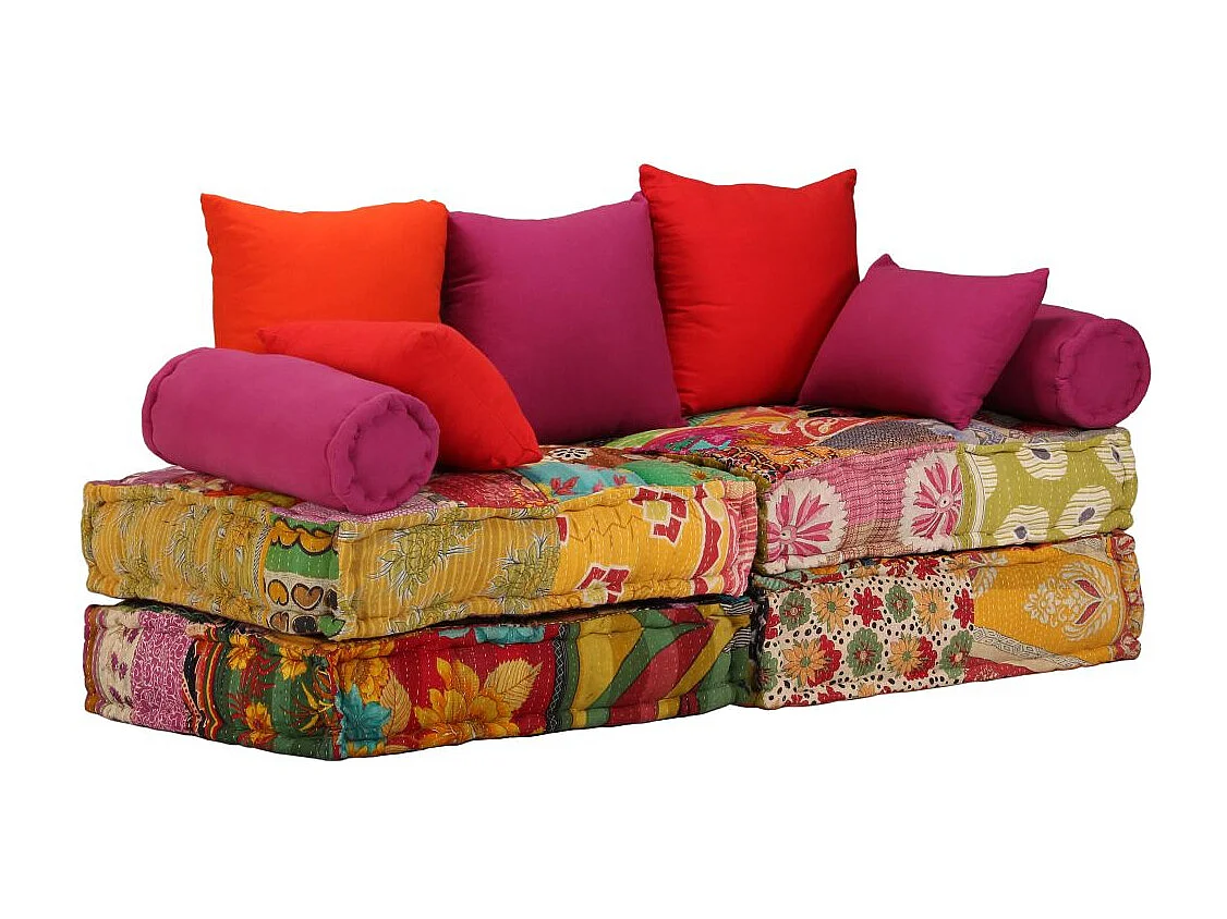 Coussins de sol poufs tissu 140 x 70 x 85 cm DEC021229