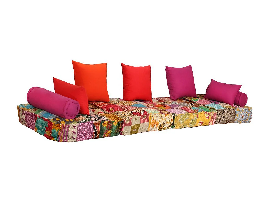 Coussins de sol poufs tissu 140 x 70 x 85 cm DEC021229